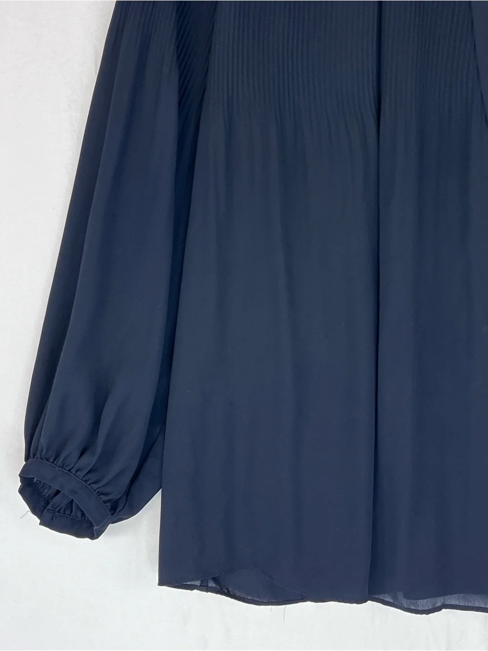 Lauren Ralph Lauren Georgette Tie-Neck Top LRL Blue 3XL Pleated Classic Office